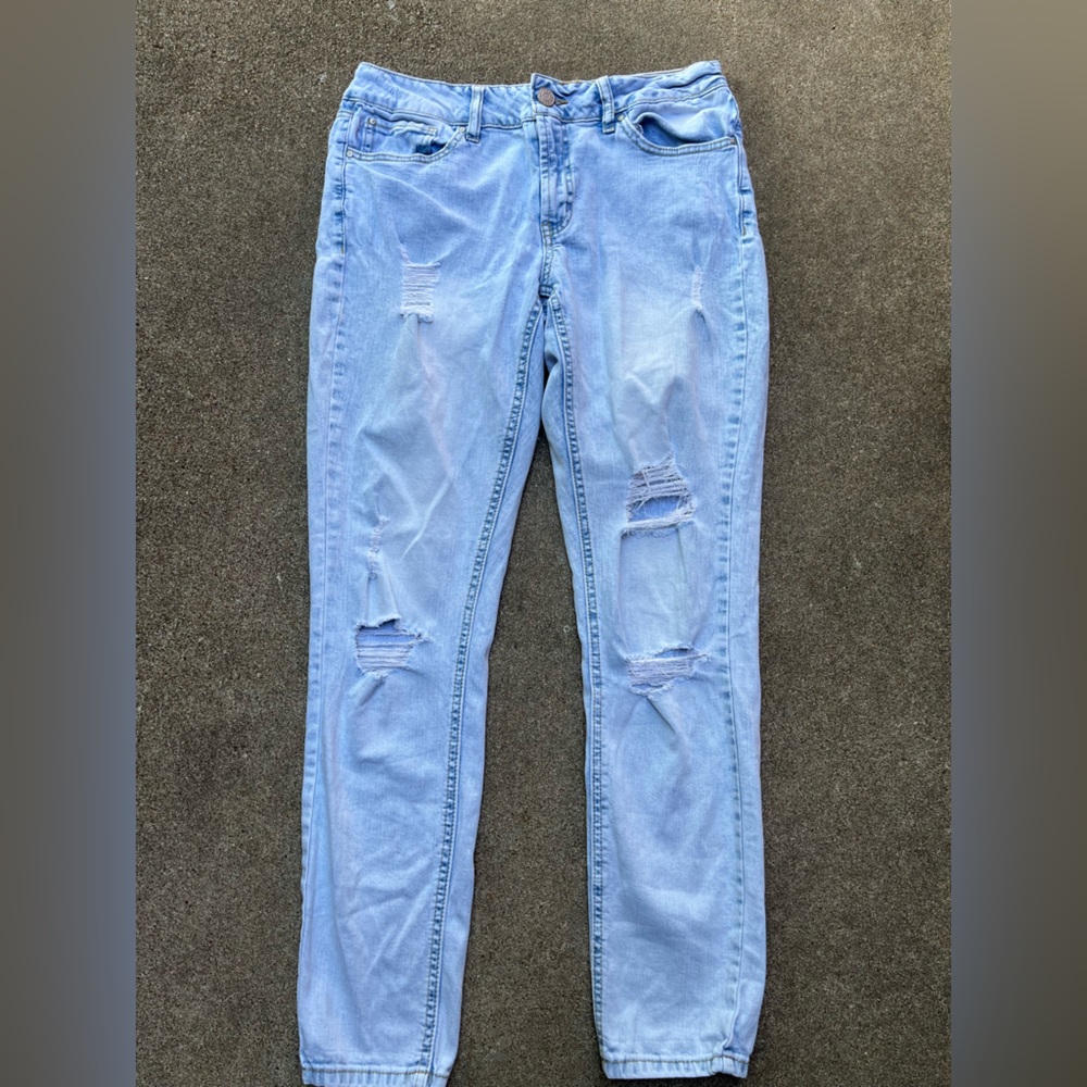 Classic Vintage style Refuge distressed jeans light blue size 10 zipper